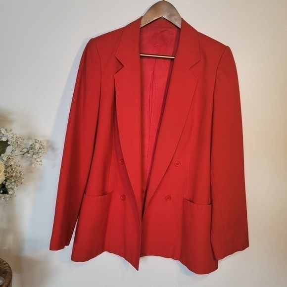 VINTAGE red blazer. Large pockets. Button-up. Unisex. - Picture 3 of 6